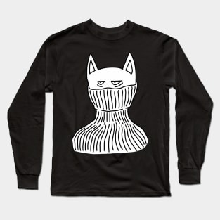 Tired Cat with Turtleneck Long Sleeve T-Shirt